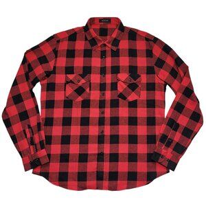 MCEDAR Buffalo Plaid Flannel Shirt Mens Red & Black Large Grunge Skater